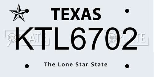 KTL6702 Texas License Plate