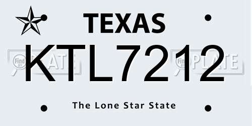 KTL7212 Texas License Plate