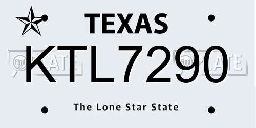 KTL7290 Texas License Plate