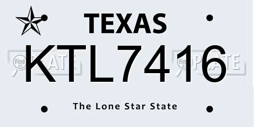 KTL7416 Texas License Plate