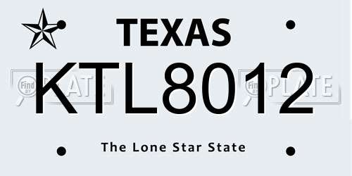 KTL8012 Texas License Plate