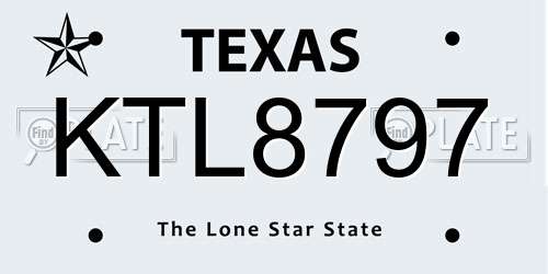 KTL8797 Texas License Plate