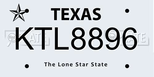 KTL8896 Texas License Plate
