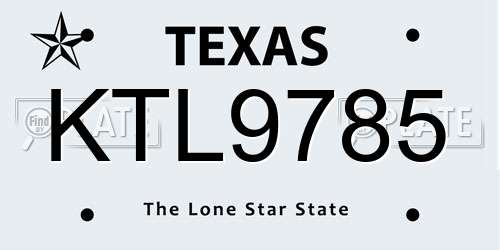 KTL9785 Texas License Plate