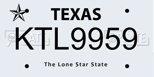 KTL9959 Texas License Plate