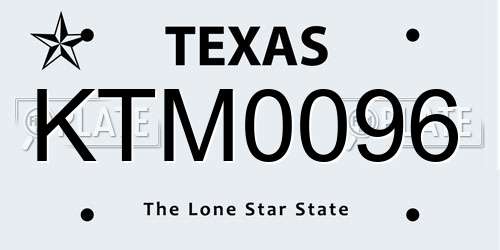 KTM0096 Texas License Plate