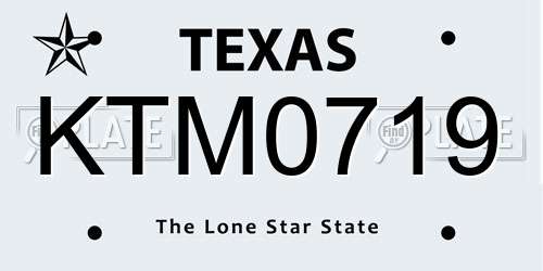 KTM0719 Texas License Plate