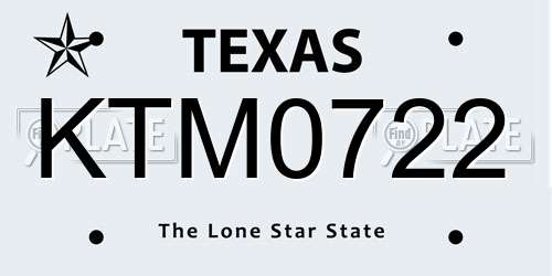 KTM0722 Texas License Plate