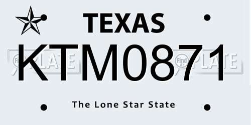 KTM0871 Texas License Plate