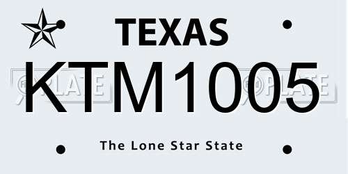 KTM1005 Texas License Plate
