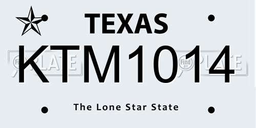 KTM1014 Texas License Plate
