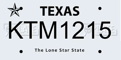 KTM1215 Texas License Plate