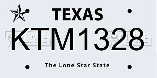 KTM1328 Texas License Plate