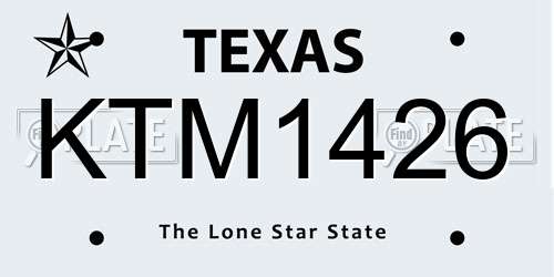 KTM1426 Texas License Plate