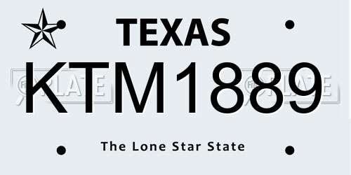 KTM1889 Texas License Plate