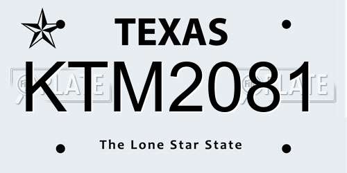 KTM2081 Texas License Plate