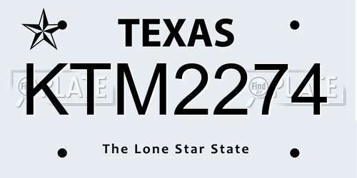 KTM2274 Texas License Plate