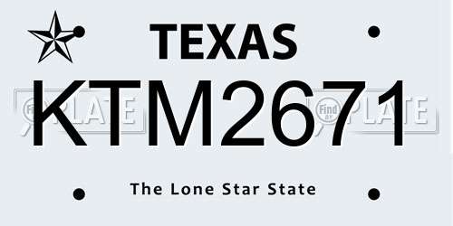 KTM2671 Texas License Plate