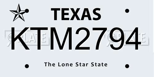 KTM2794 Texas License Plate