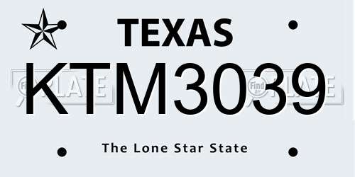 KTM3039 Texas License Plate