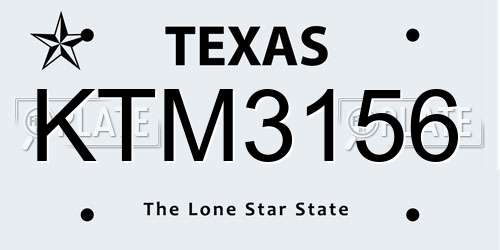 KTM3156 Texas License Plate