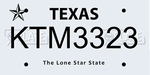 KTM3323 Texas License Plate