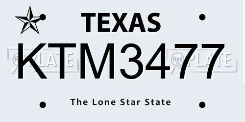 KTM3477 Texas License Plate