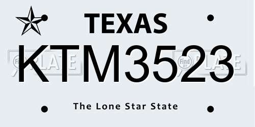 KTM3523 Texas License Plate