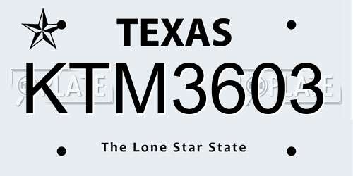 KTM3603 Texas License Plate