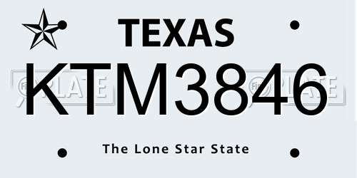 KTM3846 Texas License Plate