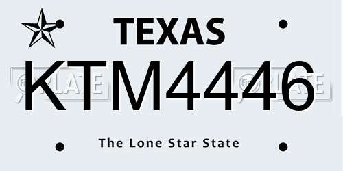 KTM4446 Texas License Plate