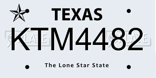 KTM4482 Texas License Plate
