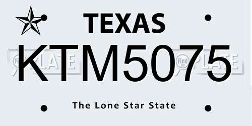 KTM5075 Texas License Plate