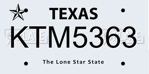 KTM5363 Texas License Plate