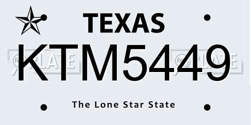 KTM5449 Texas License Plate
