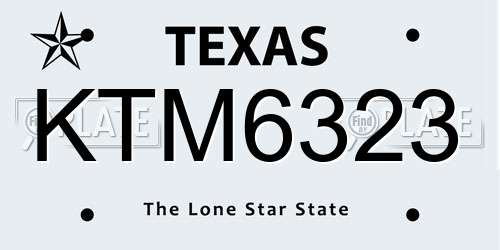 KTM6323 Texas License Plate