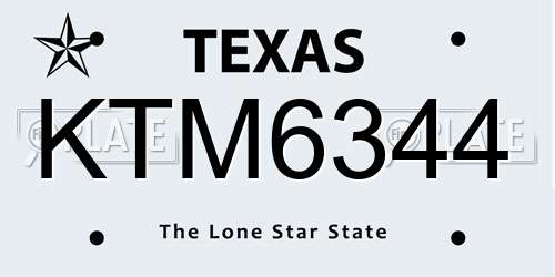 KTM6344 Texas License Plate
