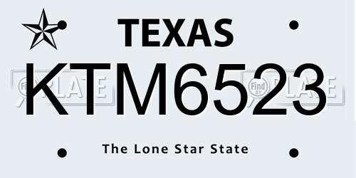 KTM6523 Texas License Plate