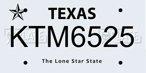 KTM6525 Texas License Plate