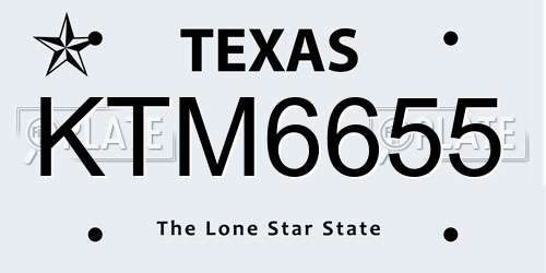 KTM6655 Texas License Plate