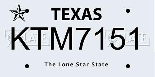 KTM7151 Texas License Plate