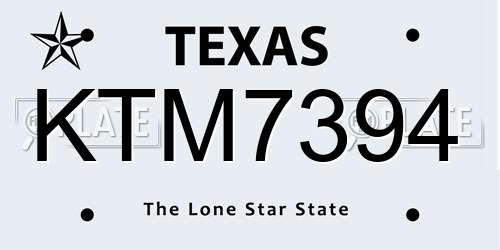 KTM7394 Texas License Plate