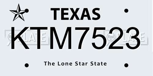 KTM7523 Texas License Plate