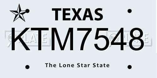 KTM7548 Texas License Plate