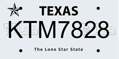 KTM7828 Texas License Plate