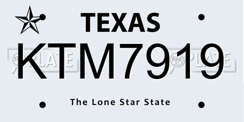 KTM7919 Texas License Plate
