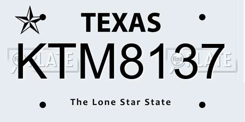 KTM8137 Texas License Plate
