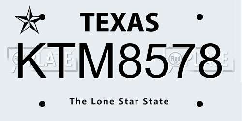 KTM8578 Texas License Plate
