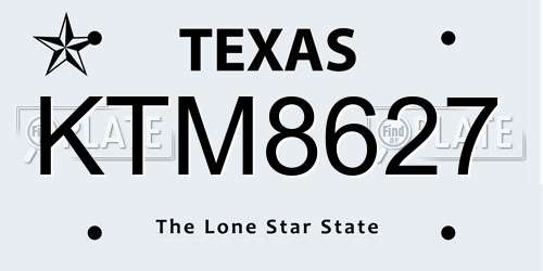 KTM8627 Texas License Plate