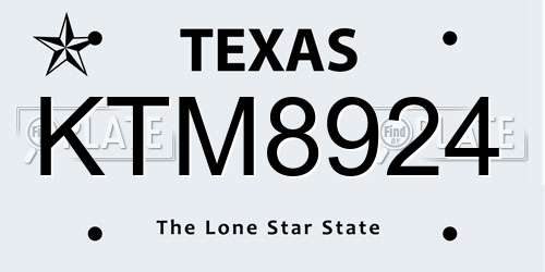 KTM8924 Texas License Plate